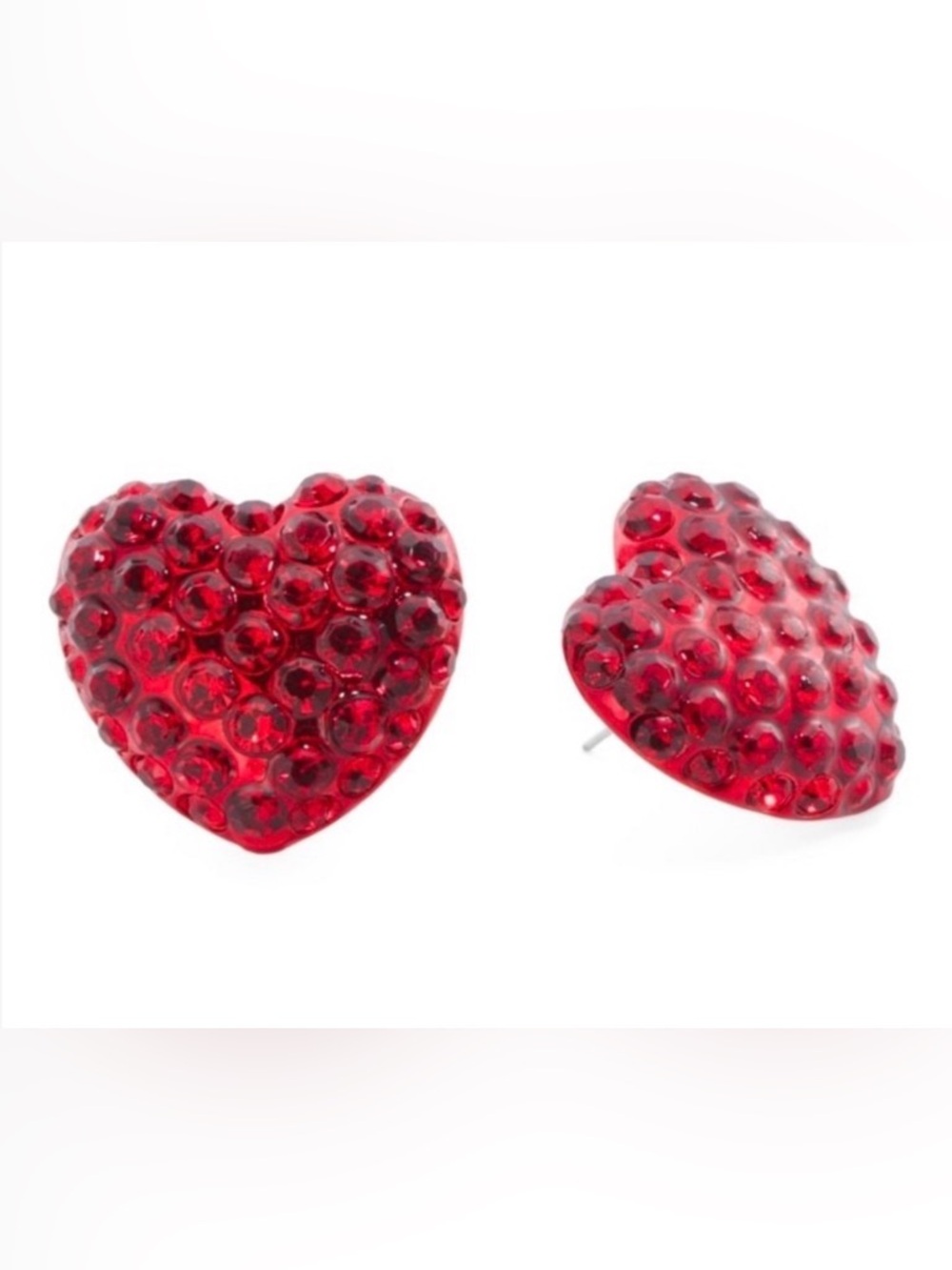 Betsey Johnson Call Me Acrylic Rhinestone Heart Earrings NWT